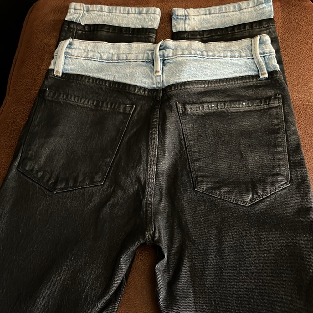 Frame Denim Black Straight Leg Jeans